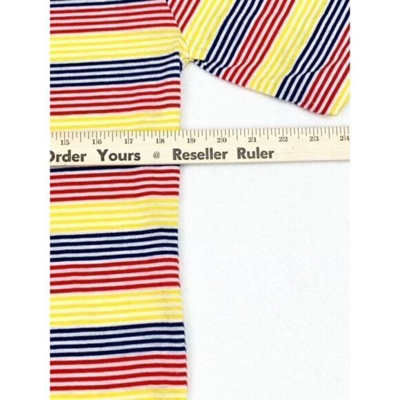 Vintage Javelin Stripe Rainbow Polo Shirt Yellow Red Blue Surf Skate - Picture 6 of 7
